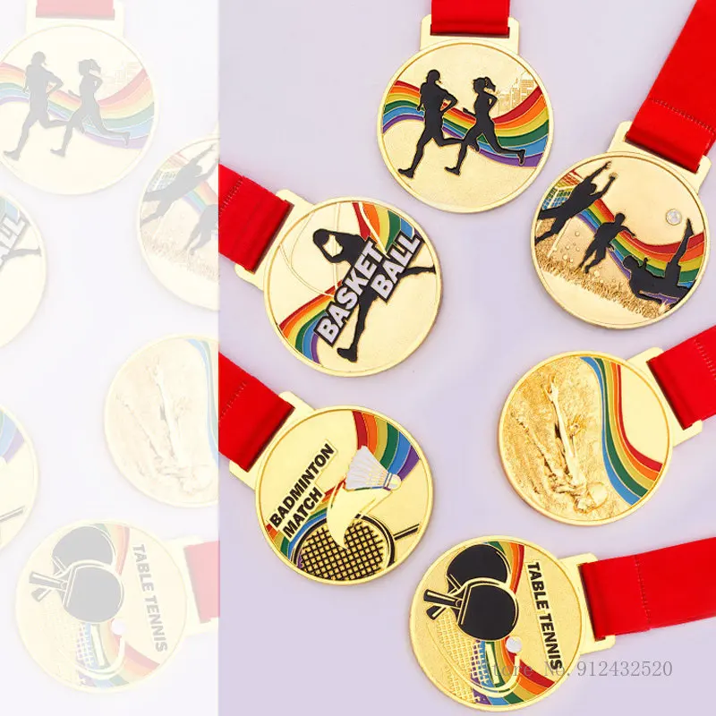 

10pcsCustom metal football basketball table tennis badminton volleyball taekwondo dance medals competition general sports medals