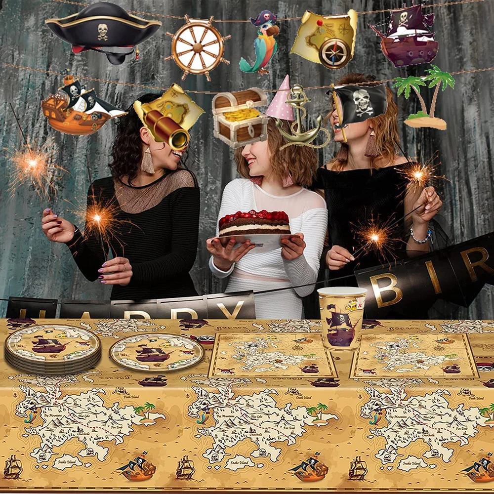 Pirate Party Tableware Plates Paper Napkins Dinnerware Table