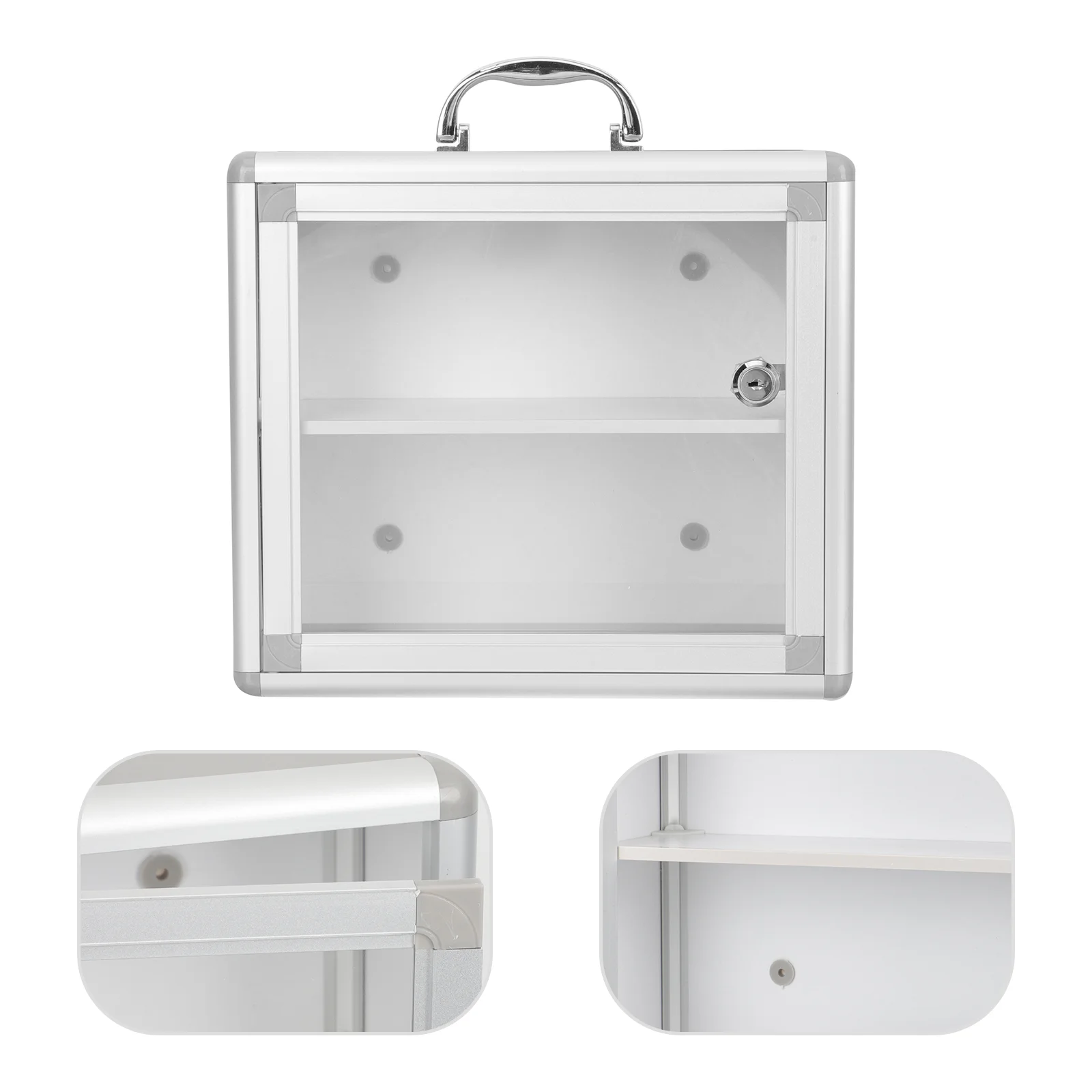 

Portable Medicine Box Wall Hanging Case Community Locking Mount Cabinet Household Aluminum Alloy Visible First Aid Travel