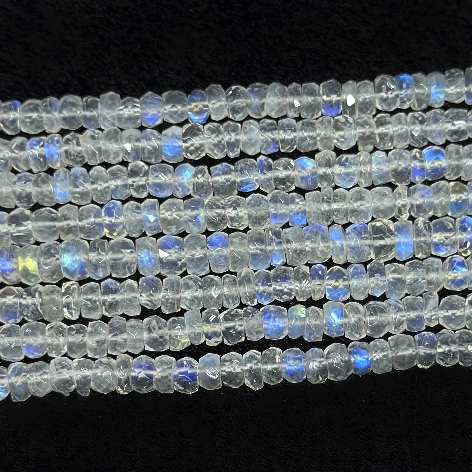 Бусины из натурального лунного камня ширина 4-6 мм 5A + граненые бусины Rondelle