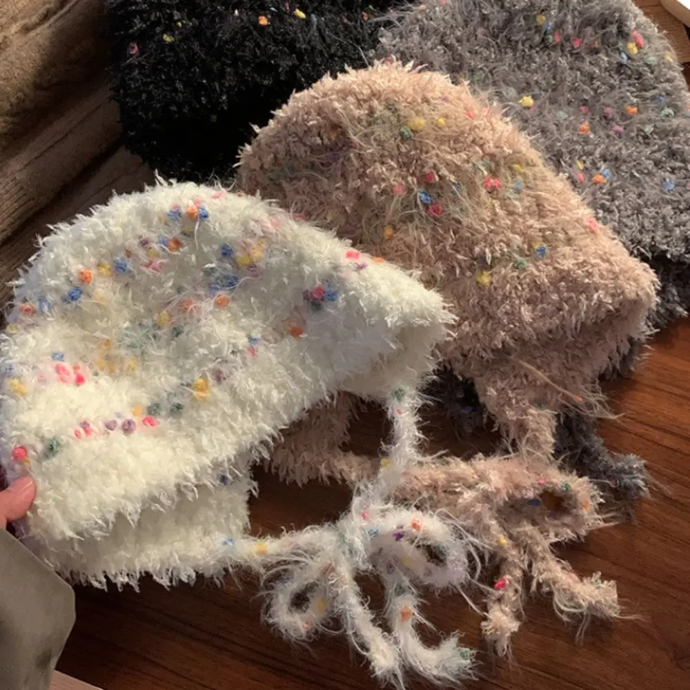 Модная корейская шляпа Stye Rainbow Beans осенне-зимняя уличная шерстяная вязаная