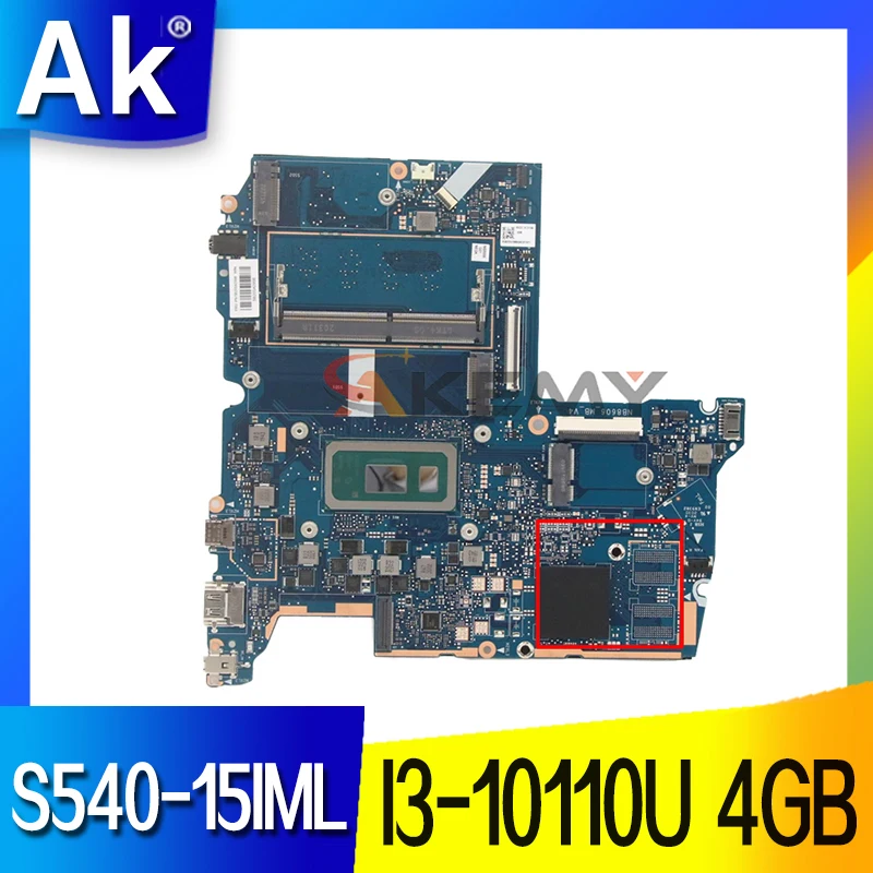 

Материнская плата для ноутбука Lenovo ideapad S540-15IML с процессором I3-10110U 4 Гб RAM DDR4 100% полностью протестирована