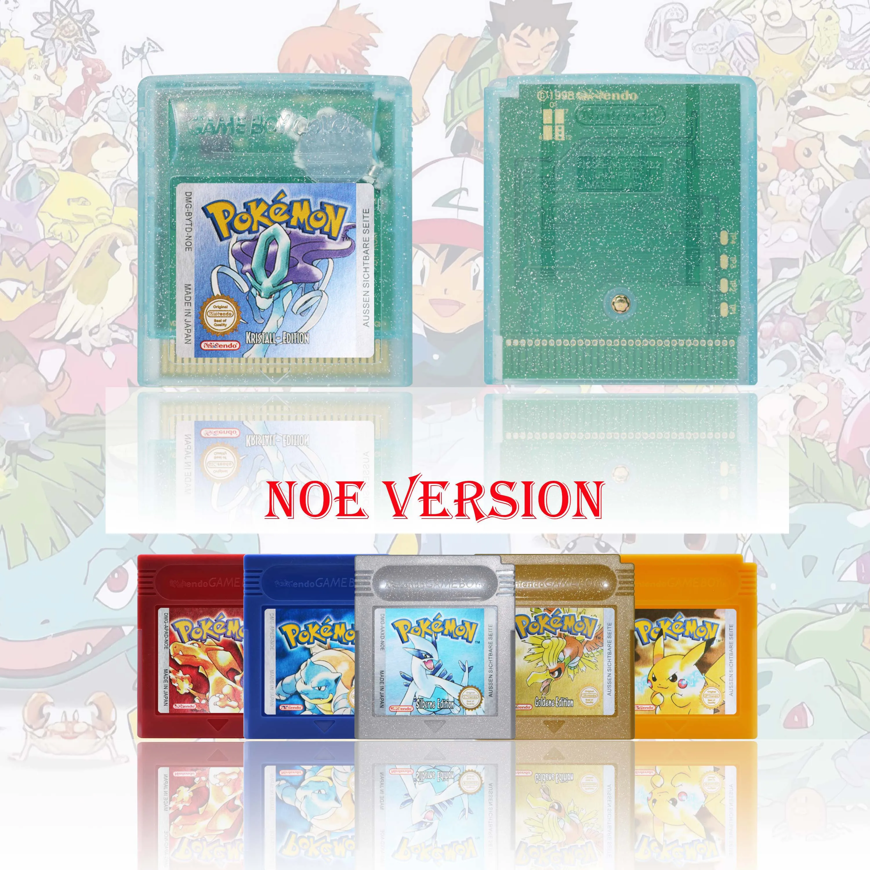 Фото Игровой картридж GBC/GBA NOE Version Pokemon Kristall/Smaragd/Feuerrote/Blattgrune/Rubin, высококачественная игровая карта с батареей. №2