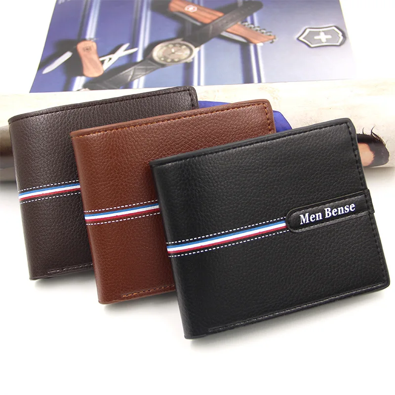 

Men's Wallet Fashion Retro Hinge Bronzing Print Frosted Wallet Multi-card Slot Solid Color Pu Leather Men's Business Wallet