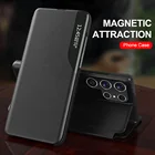 Умный чехол samung s 22 ultra, кожаный флип-чехол для samsung galaxy s22 ultra pro plus s22ultra, магнитный чехол-книжка с подставкой
