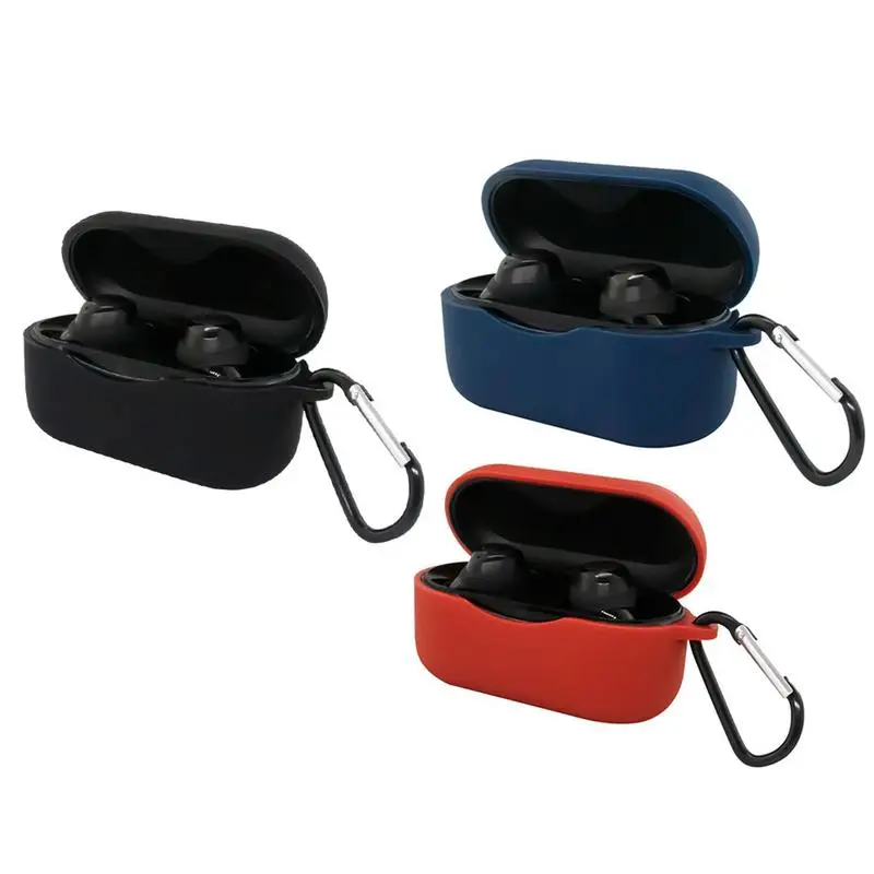 

Earphone Silicone Case Protective Earphone Case Wireless Earbuds Case Silicone Case Cover With Carabiner Anti-lost Keychain
