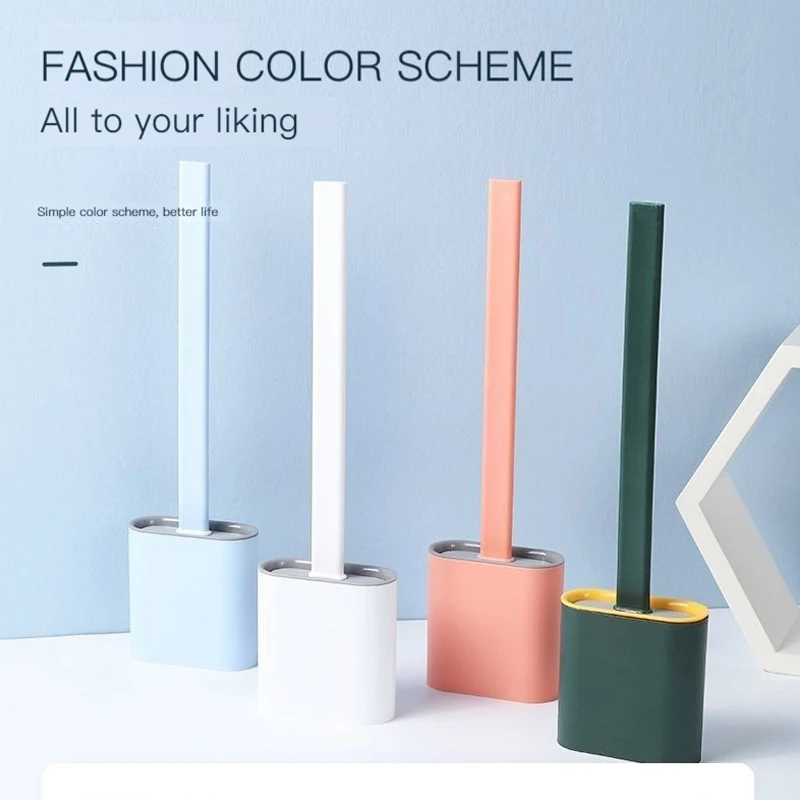 

ECHOME Toilet Brush Holders Wall Mounted Silicone Multifunctional No Dead Angle WC Household Clean Artifact Bathroom Accessories
