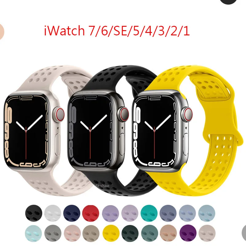 

Silicone strap For Apple Watch band 44mm 45mm 42mm iWatch 40mm 38mm 41mm correa watchband bracelet apple watch serie 7 3 5 6 se