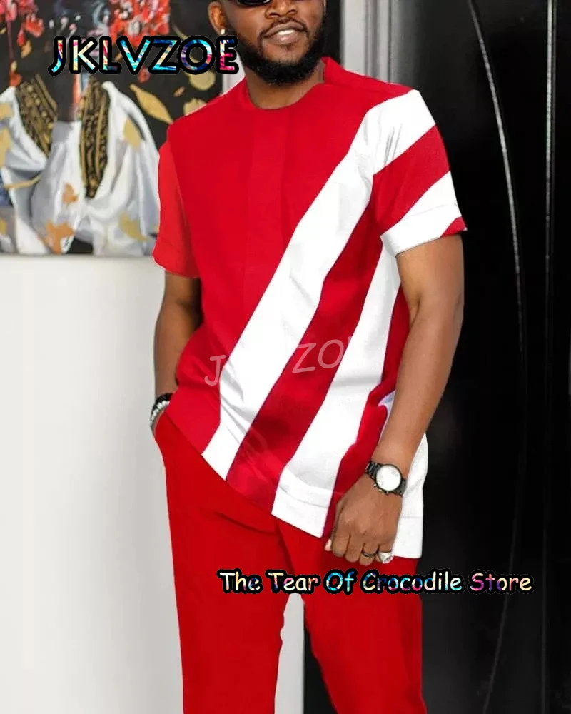 Men's Trousers T Shirt 2 Piece Sets Short Sleeve Tee+Long Pants Suit Men Tracksuit 3D Printed Oversized Summer Streetwear Clothe