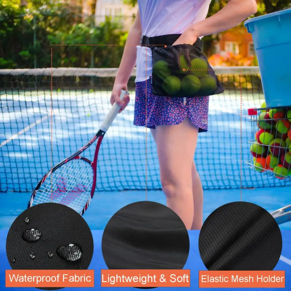 

Large Capacity Tennis Training Ball Pocket Lightweight Multifunctional Tennis Ball Bag Adjustable Belt Professional Sports Gear
