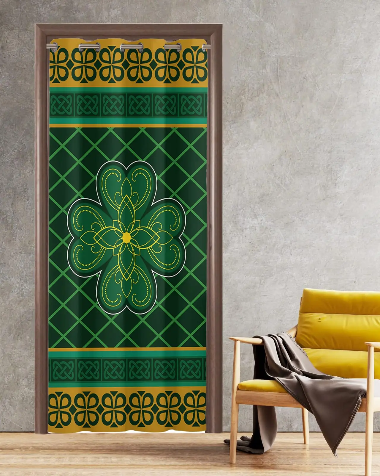 Временные дверные шторы с четырьмя листами клевера на День Святого Патрика для