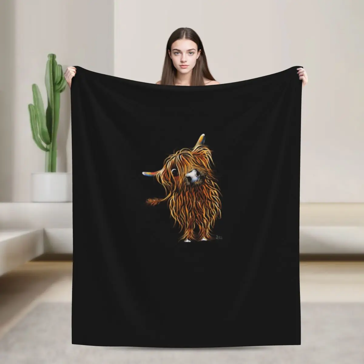HiGHLaND CoW PRiNT SCoTTiSH CoooWeee BY SHiRLeY MacARTHuR Ультрамягкое одеяло из микрофлиса