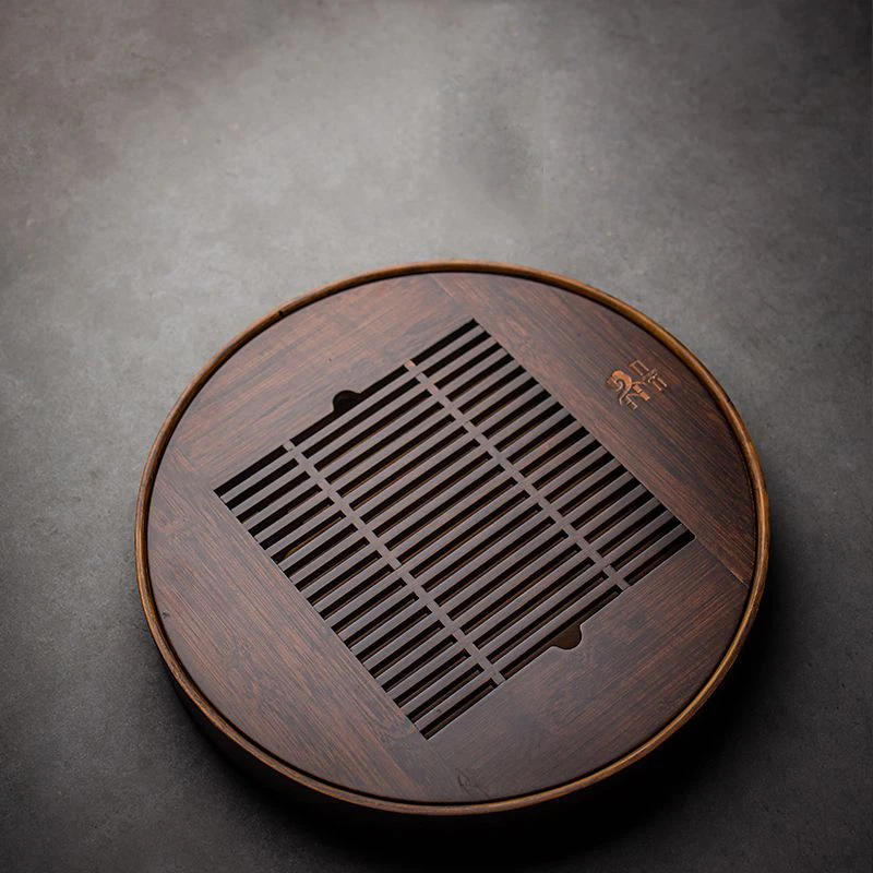 

Поднос для чая кунг-фу китайский ручной работы дренажный Восточный поднос для хранения чая бамбуковые сервировочные круглые декоративные ...