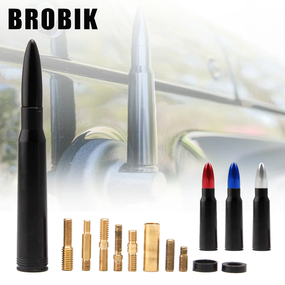 

BROBIK Universal Aluminium Car SUV Bullet Antenna For Dodge Ram Ford F150 Raptor CRV RAV4 JEEP Bullet Short Antenna Kit