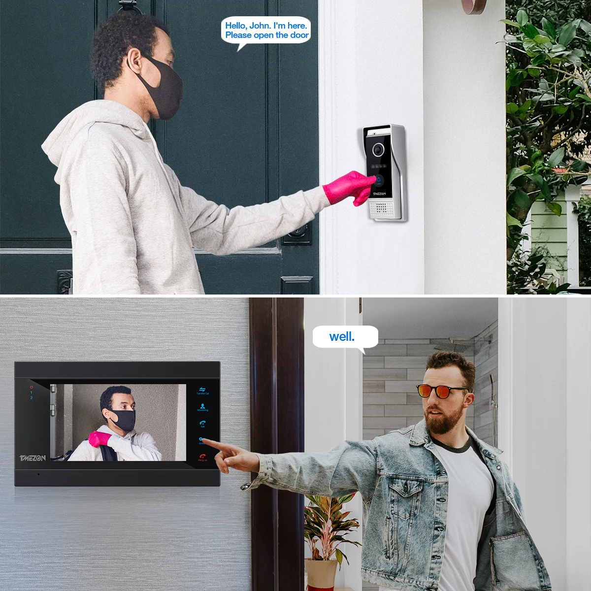 Умный видеодомофон TUYA TMEZON беспроводной домофон с экраном 7 дюймов Wi-Fi 1080p 2