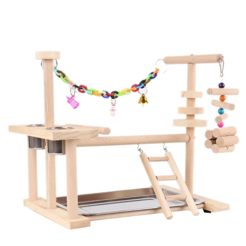 

Bird Climbing Perch Set Parrots Cage Toy Swing Gym Chewing Toy with Tray