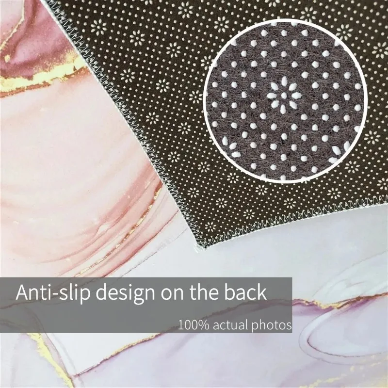 Розовый Золотой ковер для девочек коврик спальни абстрактная живопись маслом