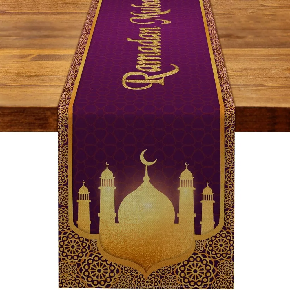 Ramadan Mubarak Table Runner Iftar Eid Al-fitr Mosque Muslim Islamic Religious Holiday Kitchen Dining Room Home Decoration