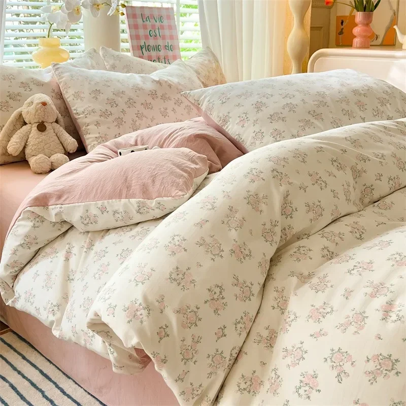 

Комплект постельного белья 4 шт., растительный принт,