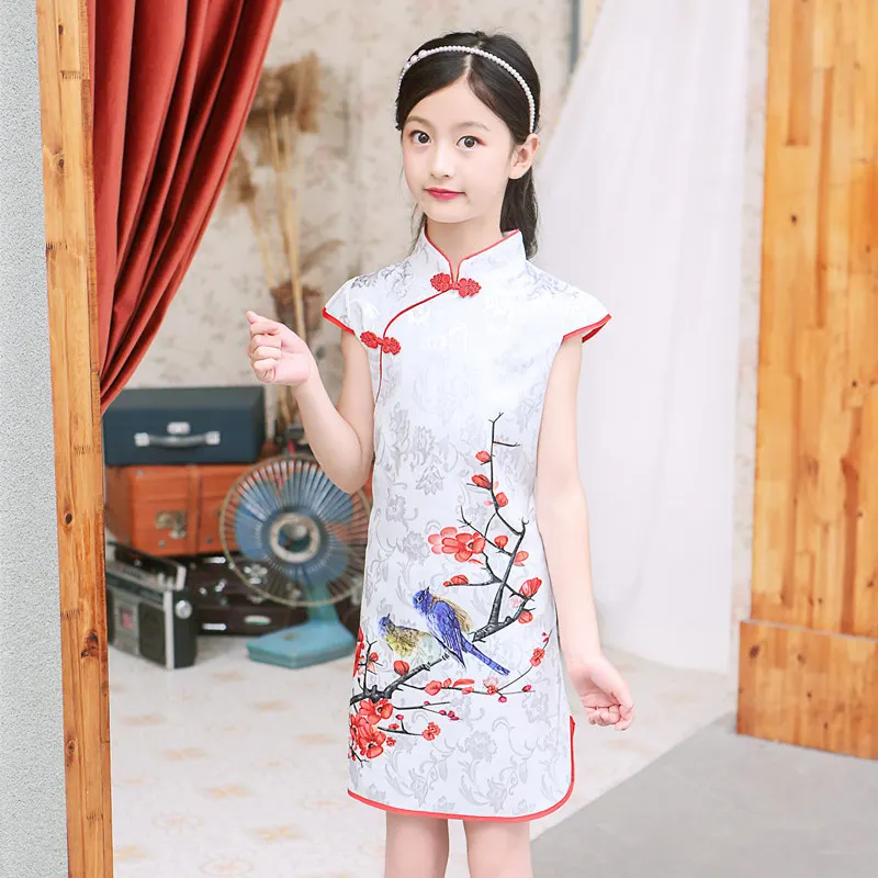 Summer Girl Dress Party Chinese Dresses Qipao Baby Casual Vestidos Fashion Kids Cheongsam Modern Performance Children's Clothing