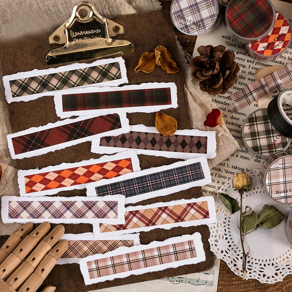 

New Vintage Office Adhesive Tape DIY Scrapbooking Album Journal Sticker Lattice Pattern Masking Tape Office School Supplies