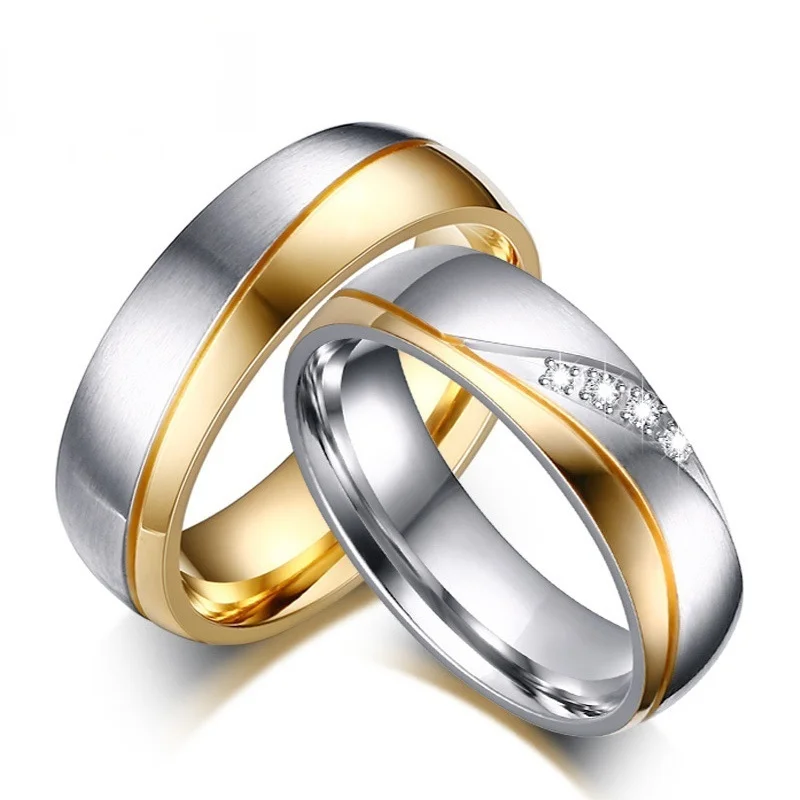 

Couple Ring Stainless Steel Twill Milled Silver Color Rings for Women Fashion Simple Men Gold Color Universal Ring Party Jewelry
