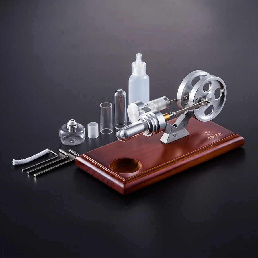 

Qixing Stirling engine model external combustion engine solid wood base plate Physical Science Experiment Toy Gift