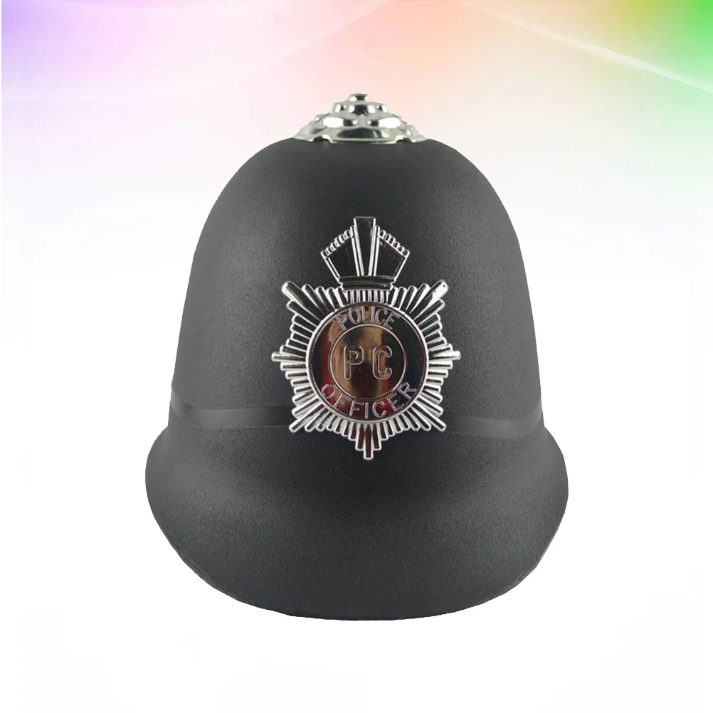 

Hat Police Cap Badge Cosplay Party Performance Cop Bobby Officer British Costume Halloween Black Fancy Dress Captain Policeman