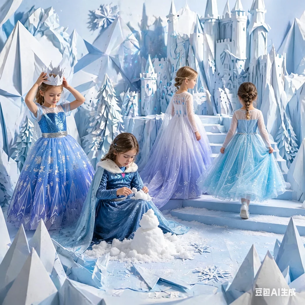 Фото Платье из тюля с кристаллами Muababy Frozen Sisters для девочек, костюм Эльзы и Анны, праздничный наряд для дня рождения, карнавала, 2-8 лет №2
