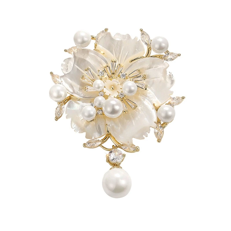

Plum Blossom Shell Brooch Dress All-match Clothing Collar Pin for Birthday Gift