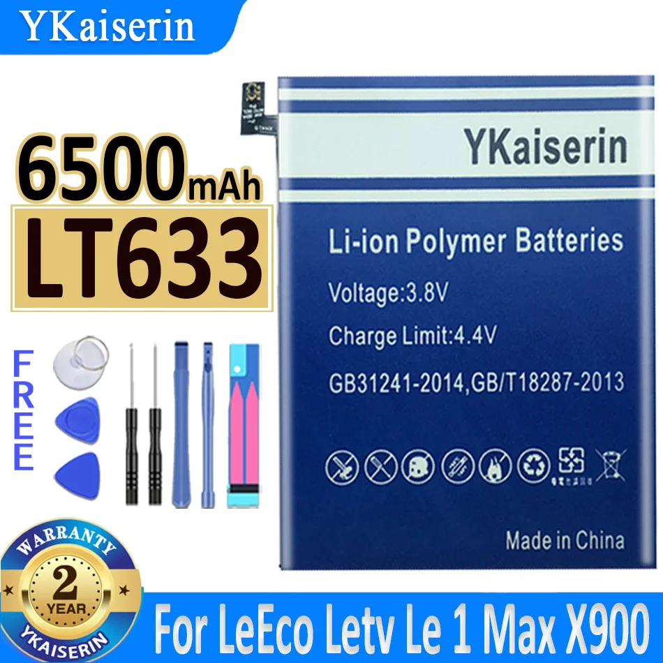 

6500mAh YKaiserin Battery LT633 Battery For LeEco Letv Le 1 Max Le1 Max X900 Le One Max OneMax X900 Replacement Bateria Batterij
