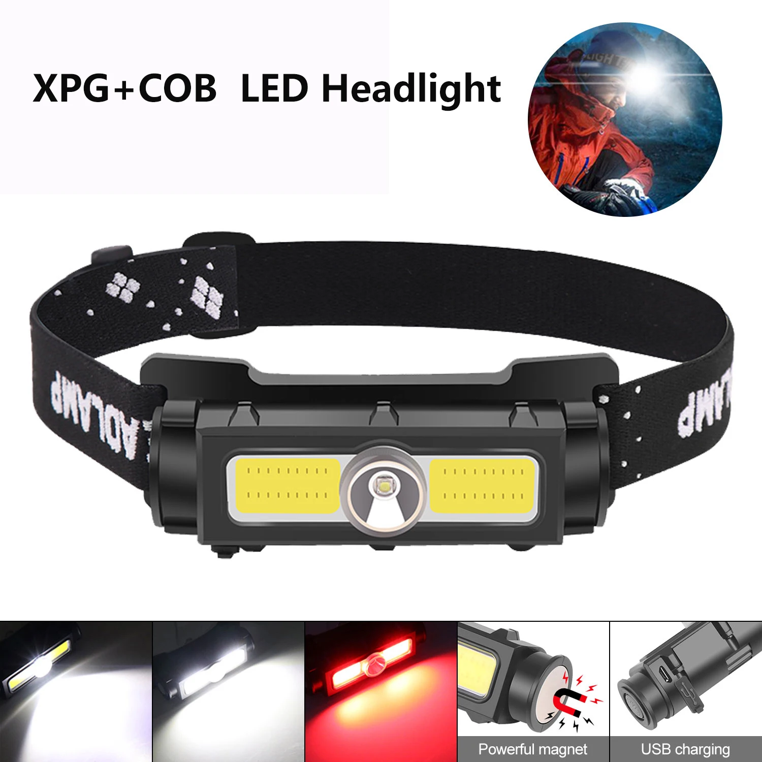 Налобный фонарь XPG + COB