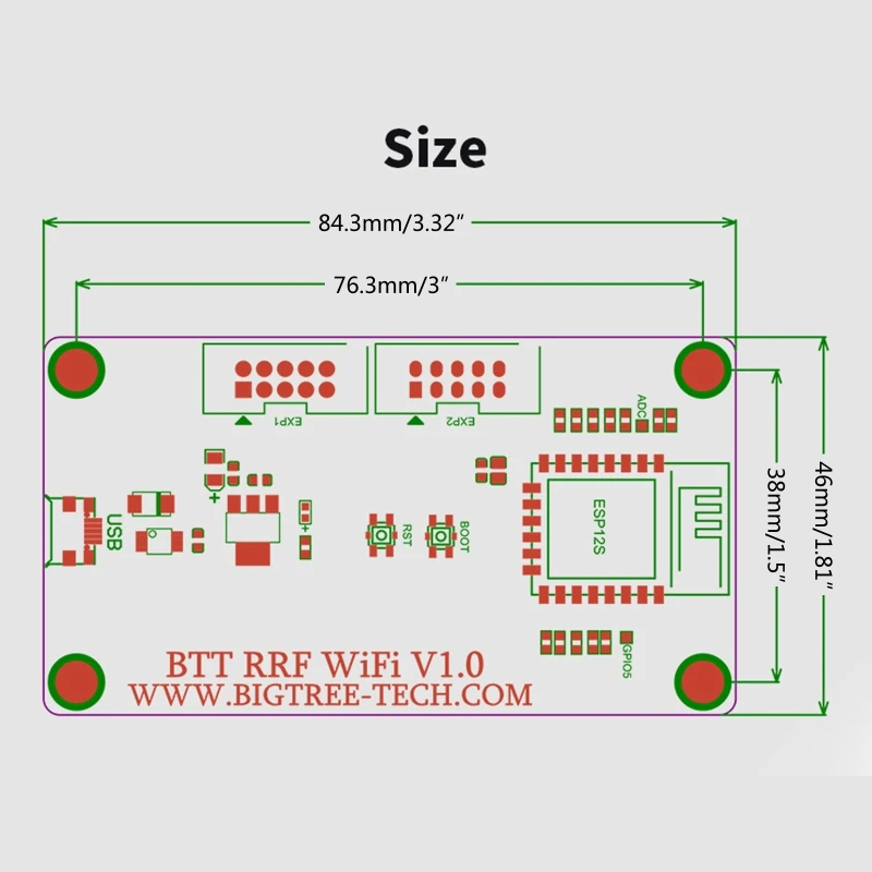 Детали 3D-принтера BTT RRF WIFI V1.0 Модуль расширения 2 Прошивка Wi-Fi для SKR