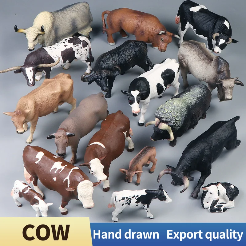 

Farm Animals Model Simulation Poultry Milk Cow Cattle Calf Bull Musk Ox Animal Action Figure Collection Educational Toy For Kid