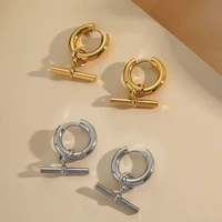 korean fashion all match temperament ot buckle earrings ins creative simple european and american stainless steel earrings women