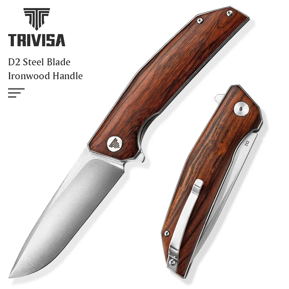 TRIVISA Handmade Pocket Folding EDC Knife,3.74