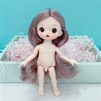 13 joints are movable 6 inch nude doll bjd doll 16cm 3d eyes girl fashion body dress up toy for shoes the best gift for children