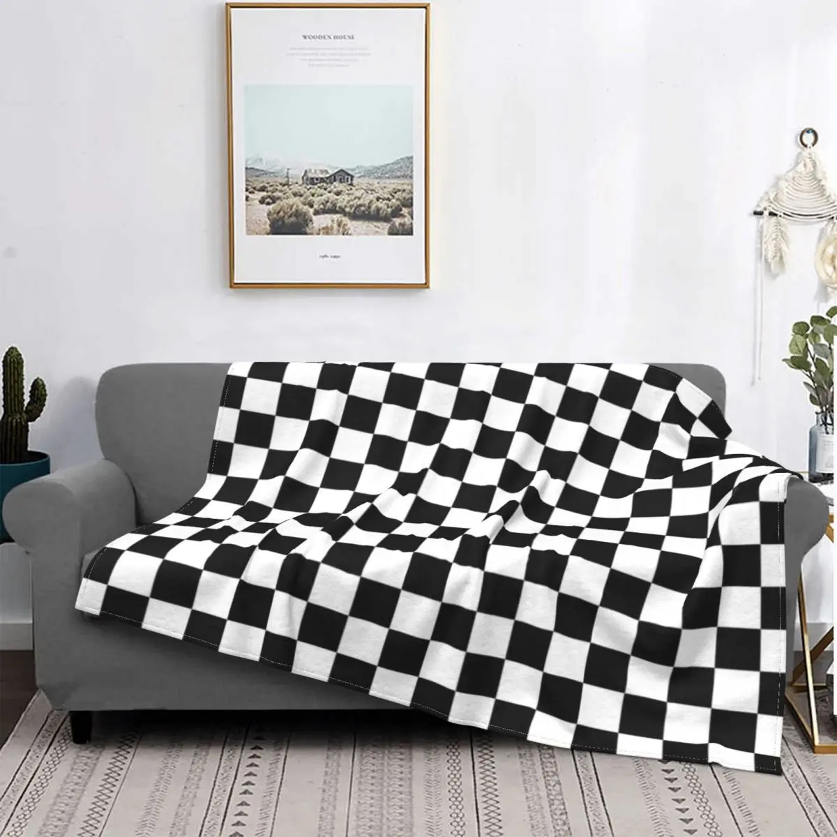 

White And Black Checkerboard Blanket Bedspread Bed Plaid Blanket Beach Cover Muslin Blanket Blankets For Beds