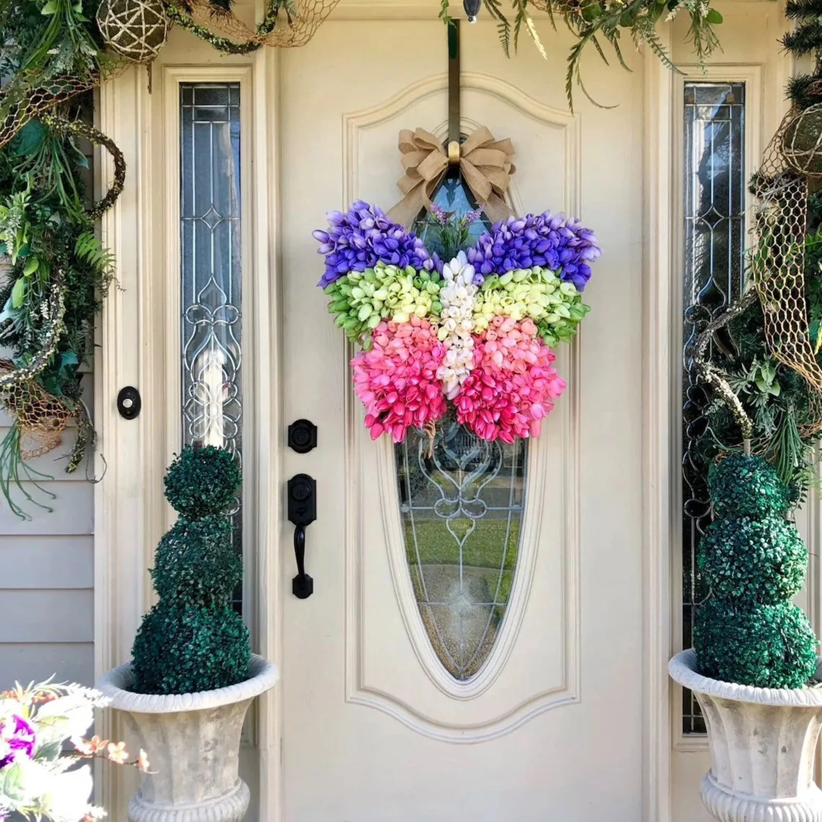

Tulip Wreath Spring Wreaths For Front Door Front Door Welcome Garland Colorful Spring Wreaths For Farmhouse Cabin Wedding Party