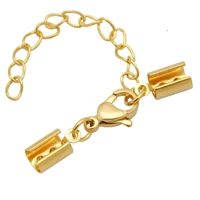 5pcsset gold plated stainless steel clasps with lobster clasps extension chain fit necklace bracelets jewelry marking findings