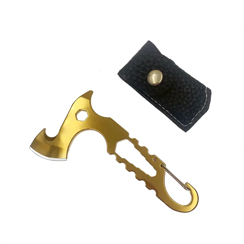 Открытый Кемпинг портативный мини топор из нержавеющей стали острое лезвие мини keychian нож Портативный EDC Мультитул с кожаным чехлом