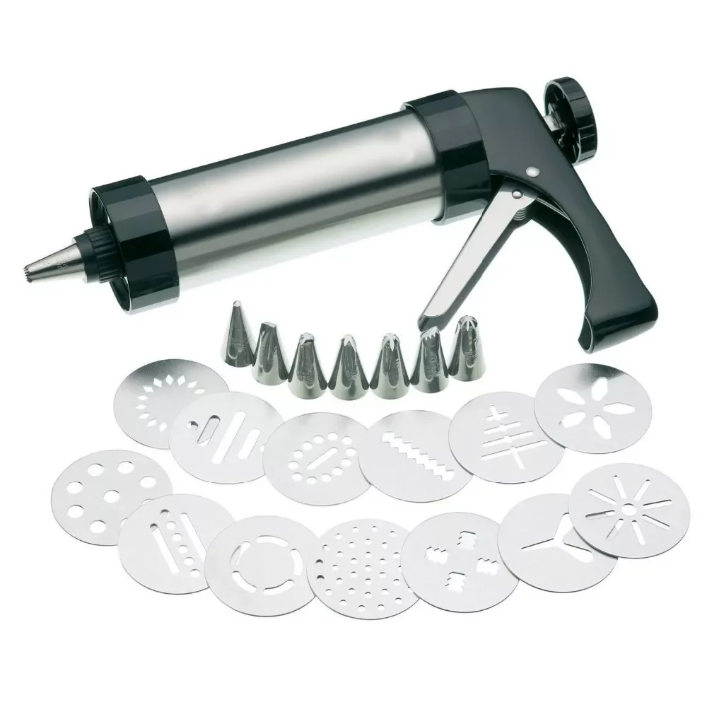 

Stainless Steel Cake Decorating Gun Set Cream Decorating Mouth Cookie Squeezer Cake Tool