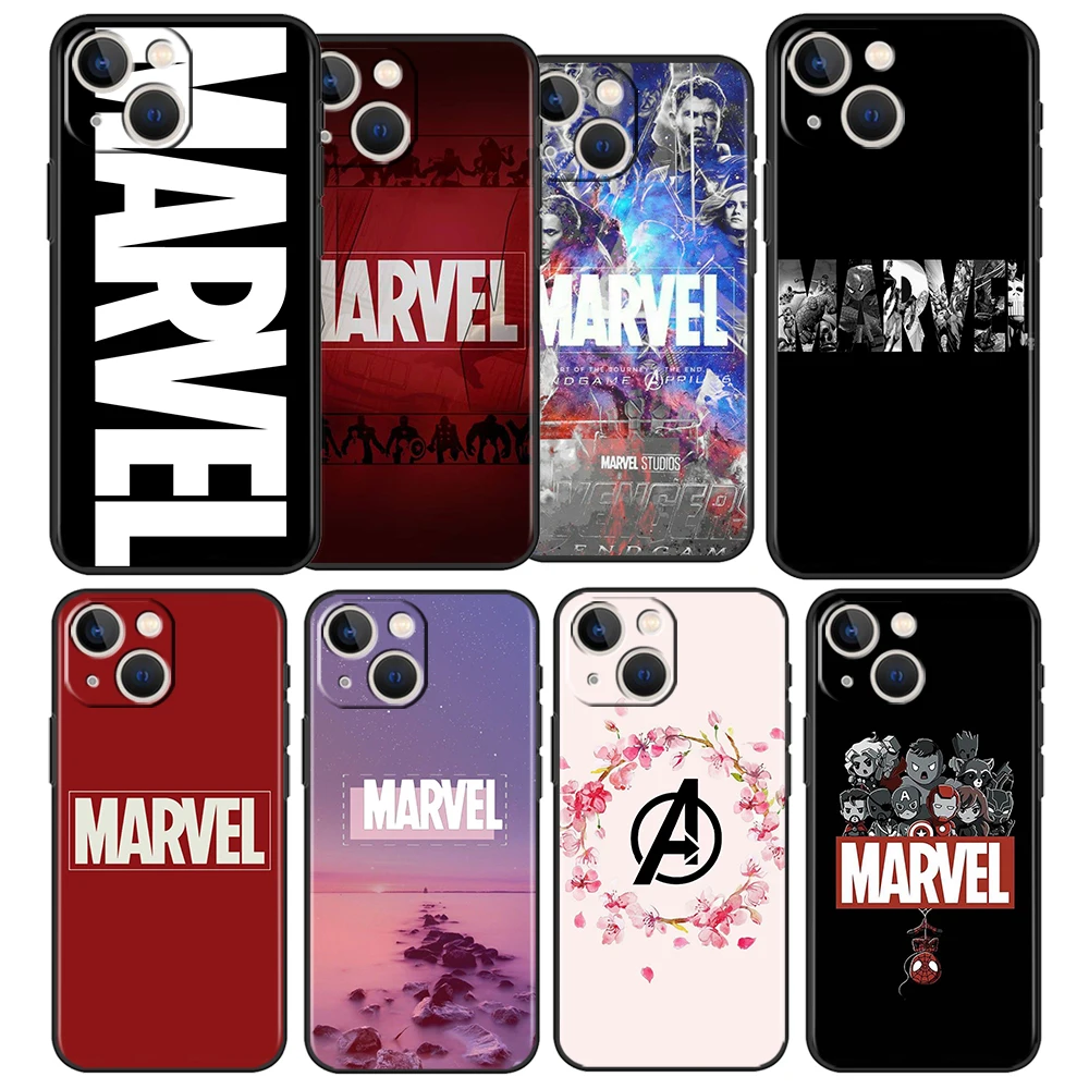 

Marvel Logo Phone Case For Apple iPhone 14 13 12 11 Pro Max Mini XS Max X XR 7 8 Plus 5S Silicone Black Shell Fundas Coque Capa