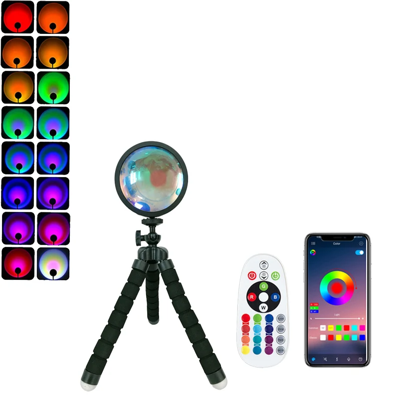 

Usb-лампа С закатом, ночник с проекцией заката, лампа с Луной, 16 цветов, управление через приложение для дома, Рождественский праздничный пода...