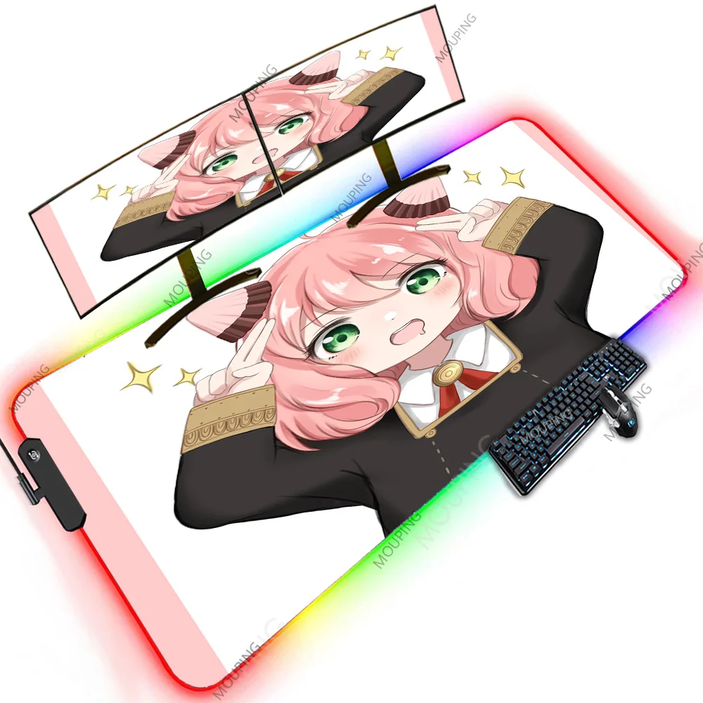 

Anya Mouse Pad Animated Computer Cute Carpets Light XXXXL Gaming Laptops Keyboard Pink Girl Deskmat RGB Table Cartoon Rubber Pc