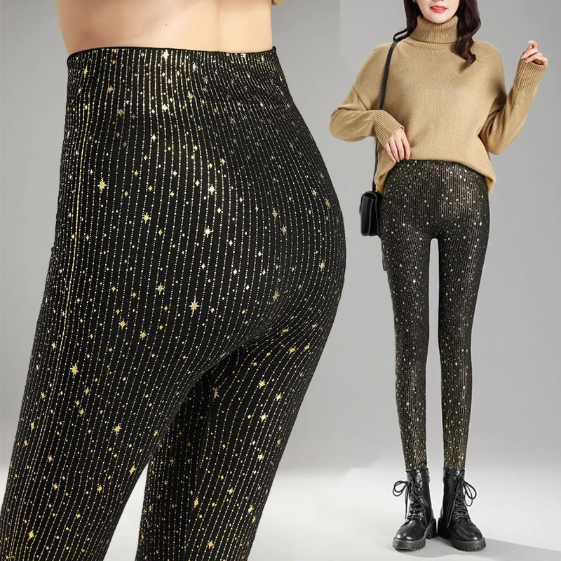 Легинсы женские вельветовые уличные тянущиеся с высокой талией принтом в виде