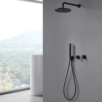brass matte black wall embed mount 3 function concealed shower system 10 inch top rain spray bathroom faucet