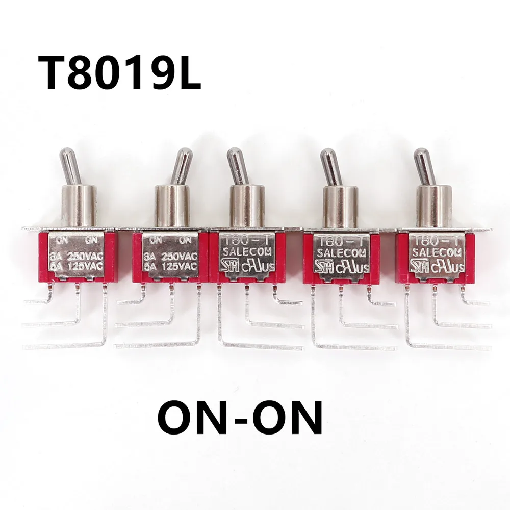 

5 шт. Salecom T80-T 3-контактный SPDT прямоугольный мини-тумблер для монтажа на печатной плате 5A/125 В переменного тока