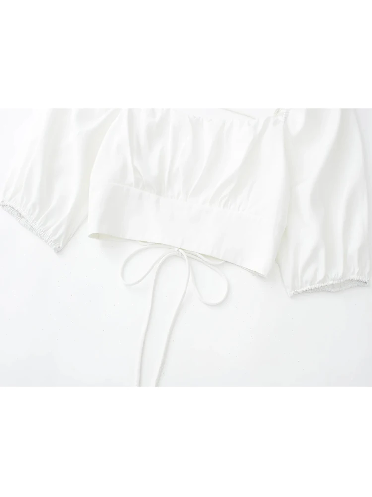 Кроп-топ женский летний плиссированный с открытыми плечами и открытой спиной |