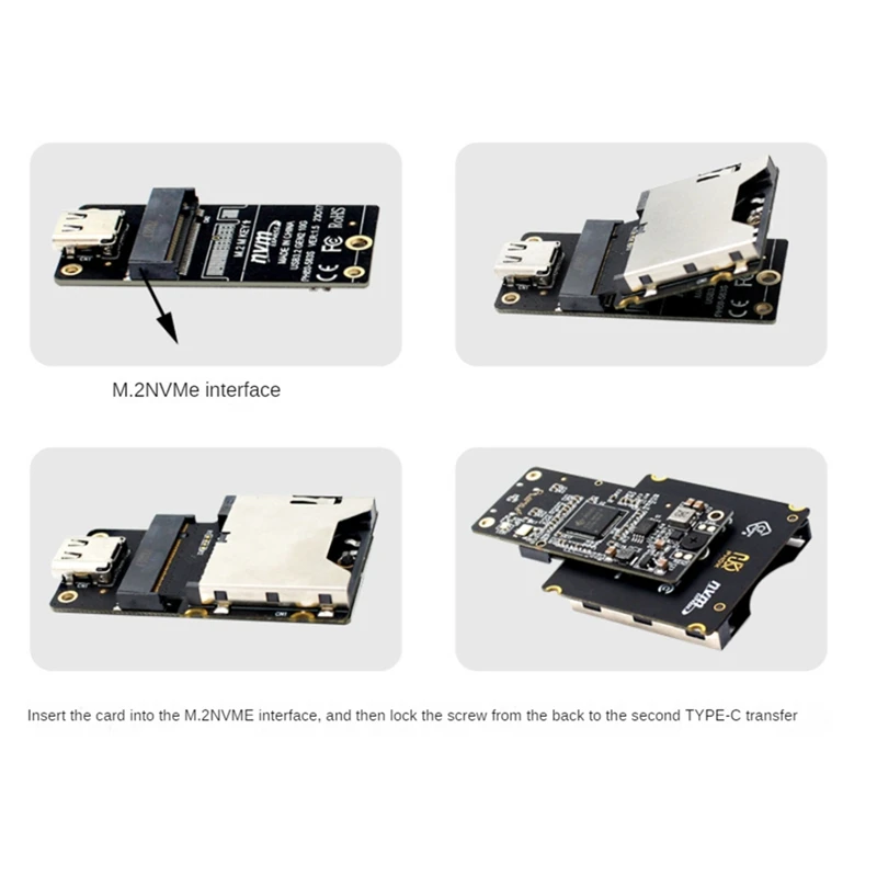 Адаптер-удлинитель Cfexpress Type-A на NGFF M.2 Nvme M-Key поддержка карты Pcie 3 0 4 X1 черный +